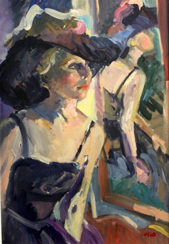 § Sherree Valentine-Daines (1956-) Woman wearing an elaborate hat 22.5 x 15.5in.